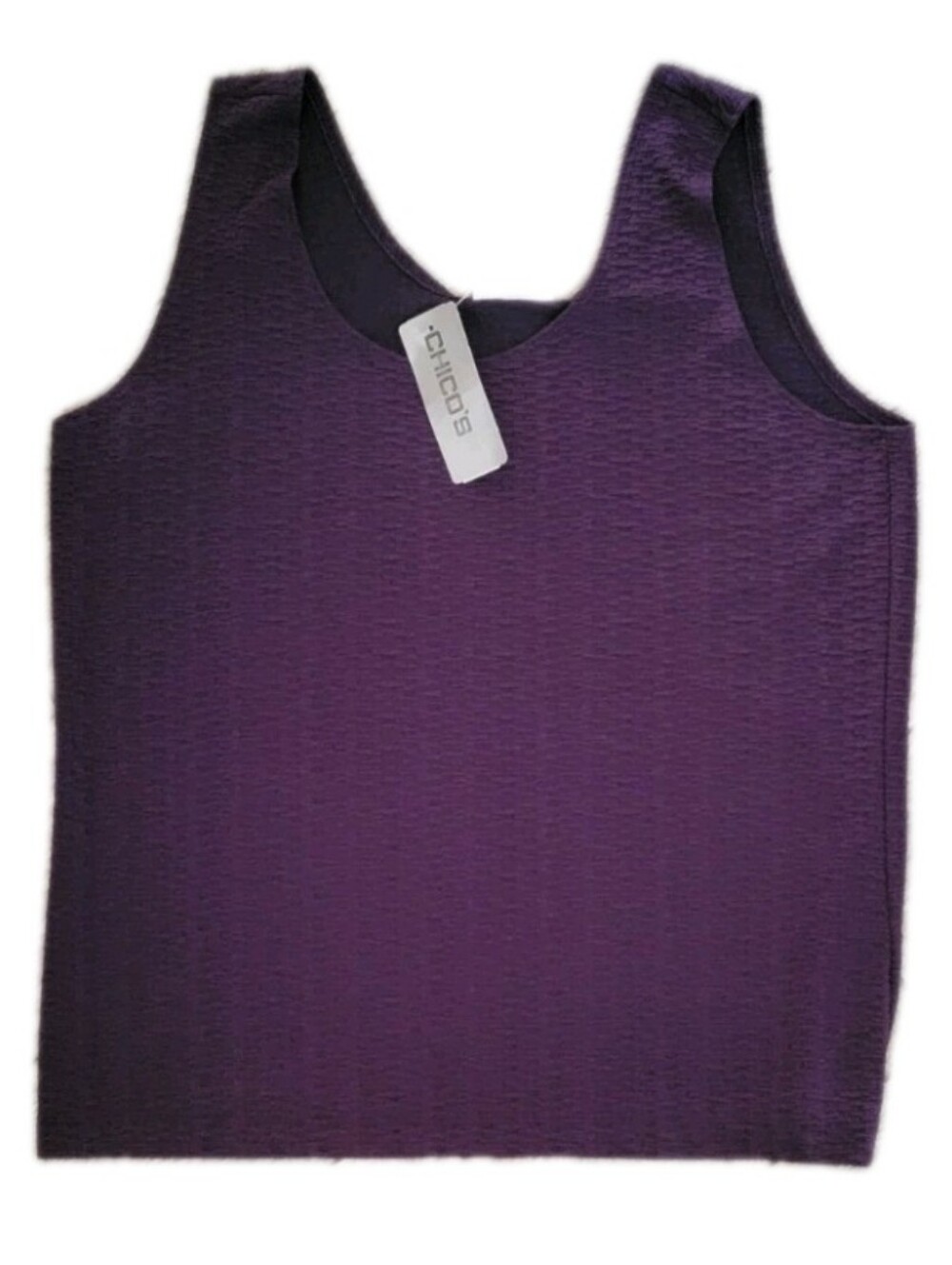 Chico's Travelers Textured Mesmerize Tank Sleeveless Top Purple Slinky Packable